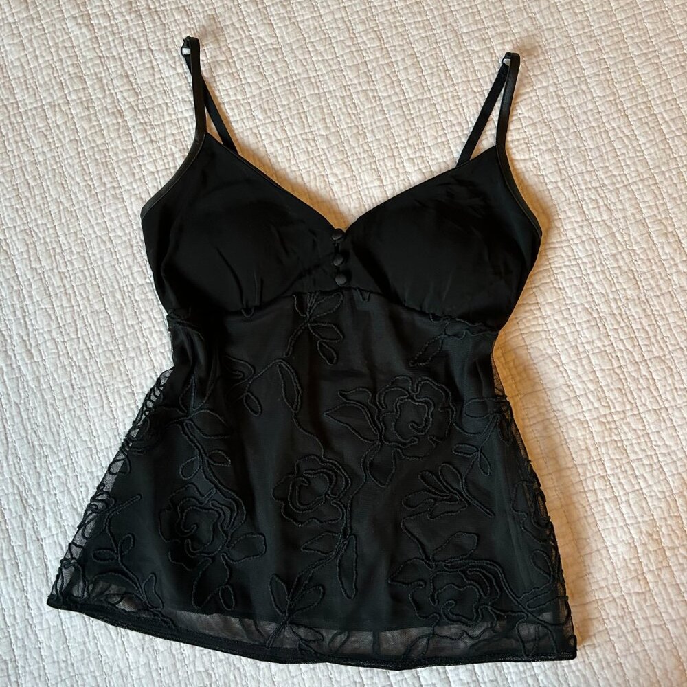 Vintage Le Chateau - black y2k lace spaghetti strap top